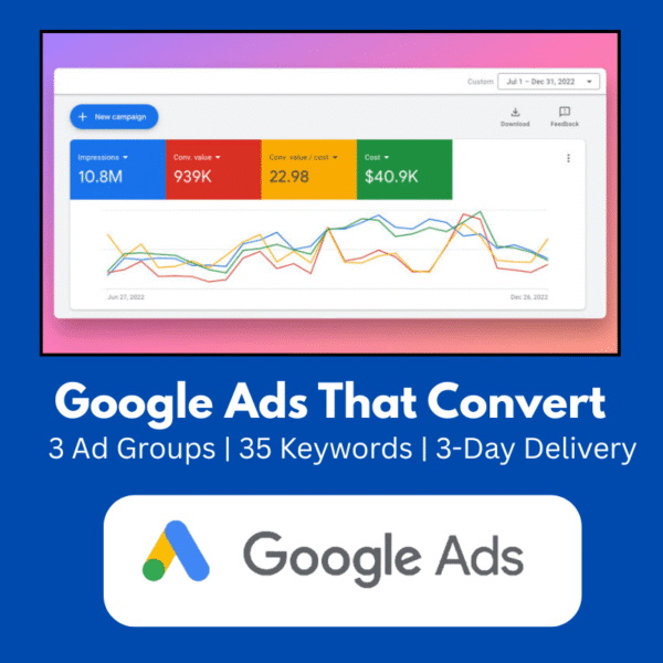 Google Ads campaign setup and management service by Digital IT Centre – includes 3 ad groups, keywords, and ad extensions